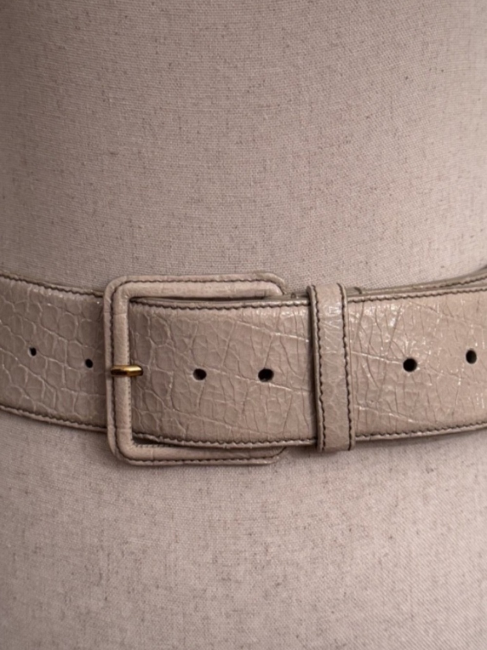 Miu Miu Blush Nude Crackled Leather Wide Belt Gold Buckle Made Italy